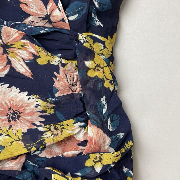 Lulus Floral Ruche Maxi Dress Women's Large Blue Floral Flowercore Coquette - Picture 5 of 16